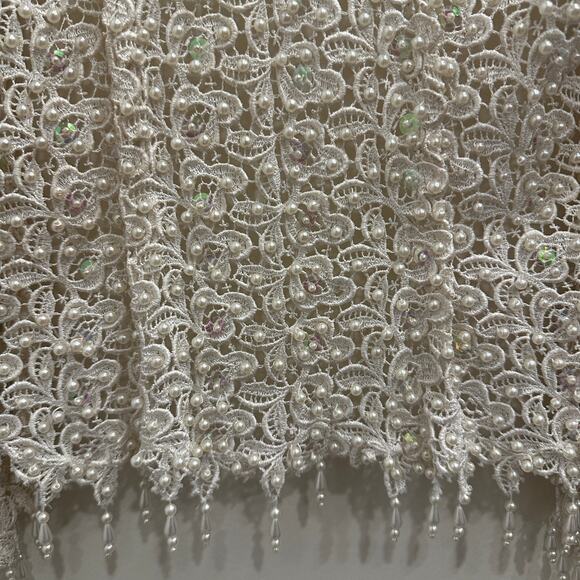 VTG Ivory Beaded Lace Cardigan Pearl & Sequin Embellished Party Bridal NYE Glam - Picture 10 of 11